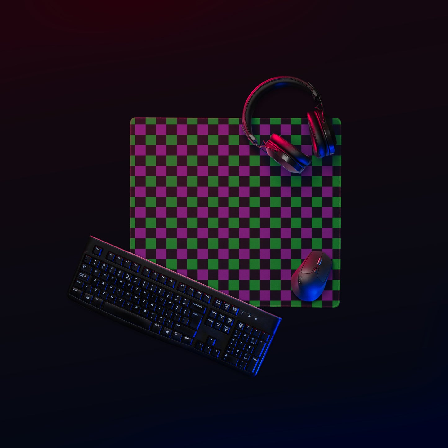 Checkered Mouse Pad - Black, Green & Purple