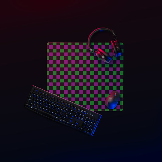 Checkered Mouse Pad - Black, Green & Purple