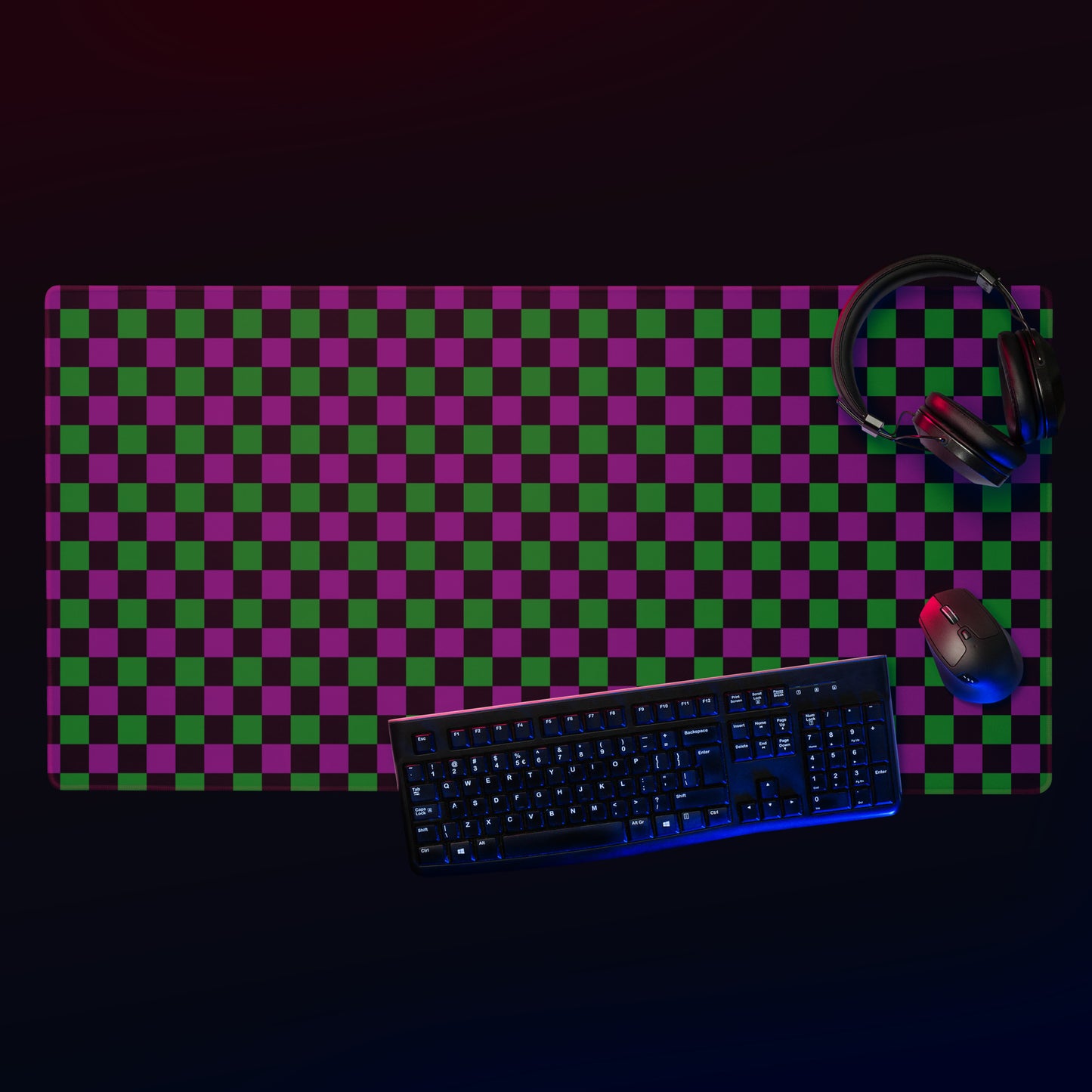 Checkered Mouse Pad - Black, Green & Purple