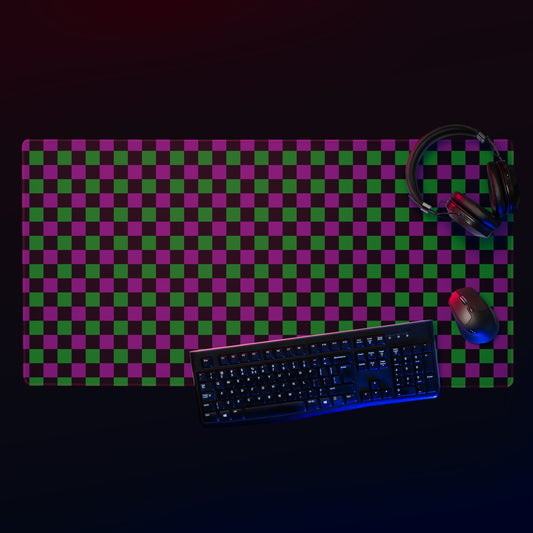 Checkered Mouse Pad - Black, Green & Purple