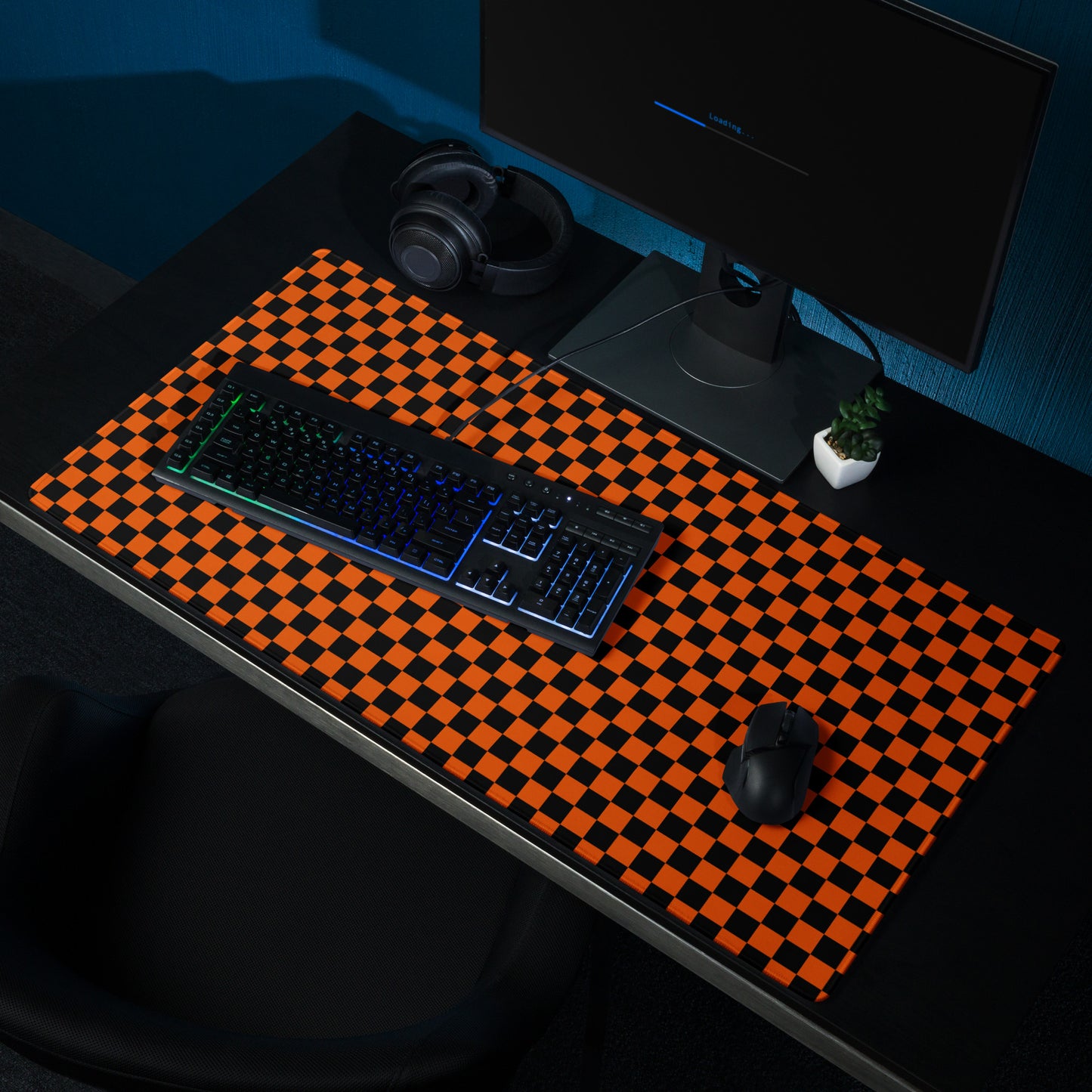 Orange Checkerboard Mouse Mat