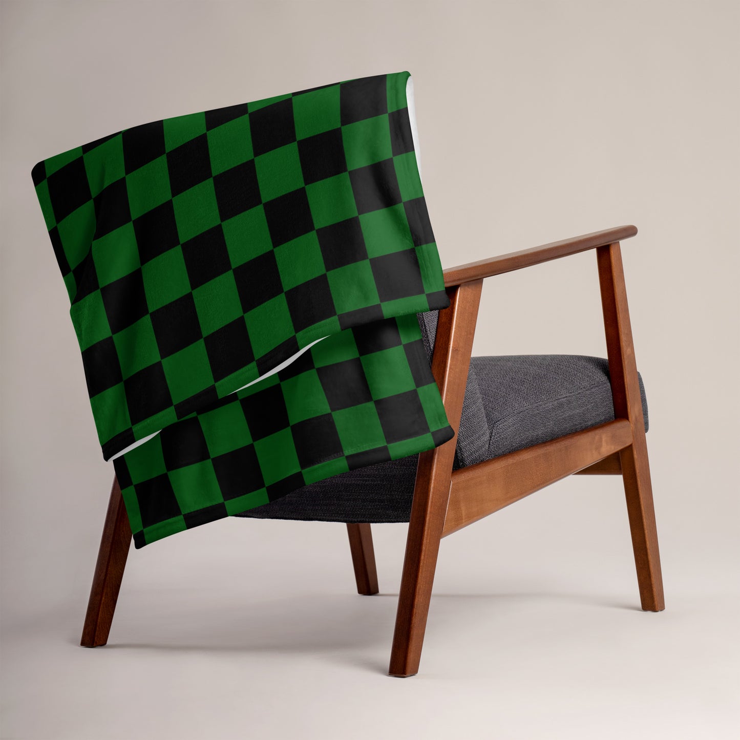 Green Checkerboard Throw Blanket