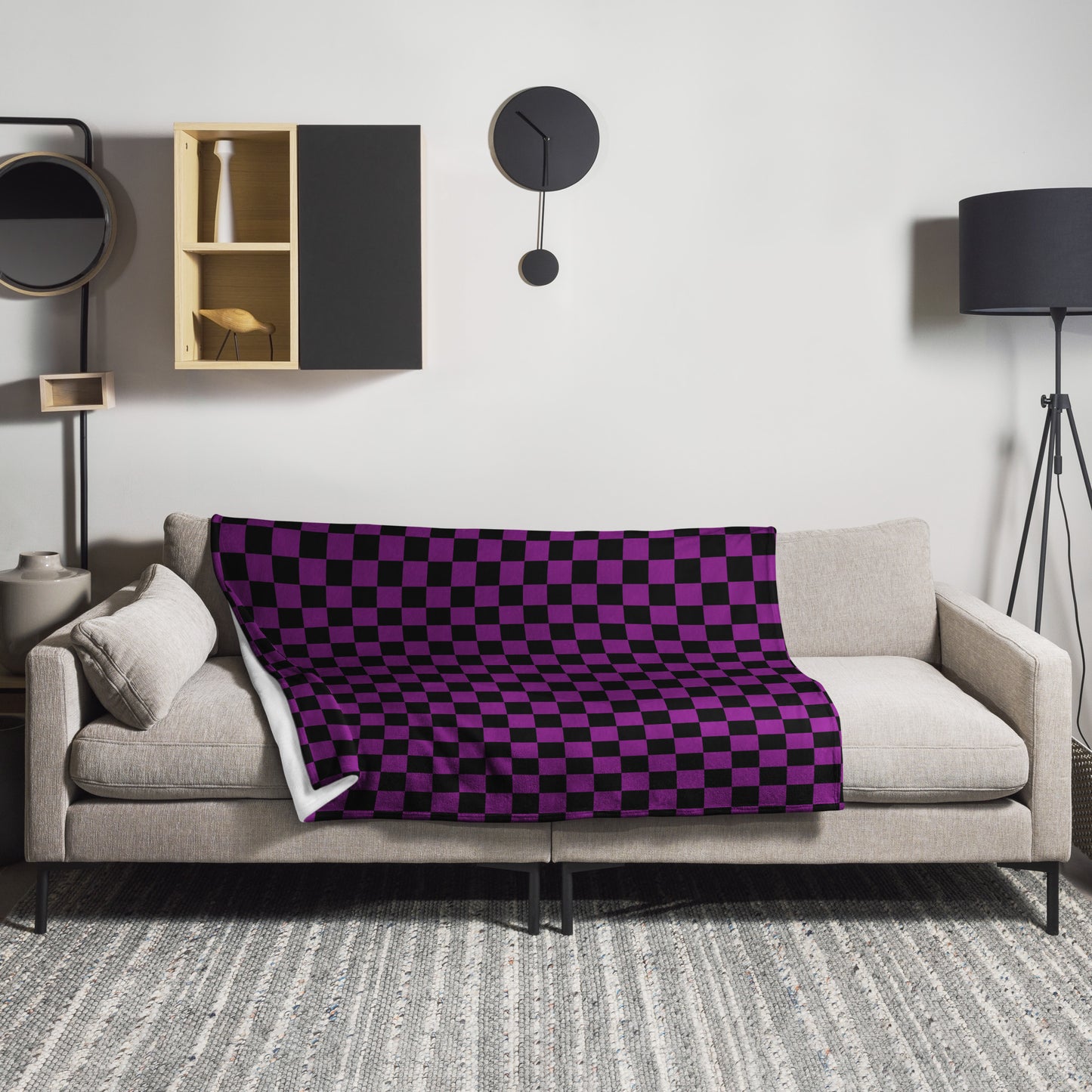Purple Checkerboard Throw Blanket