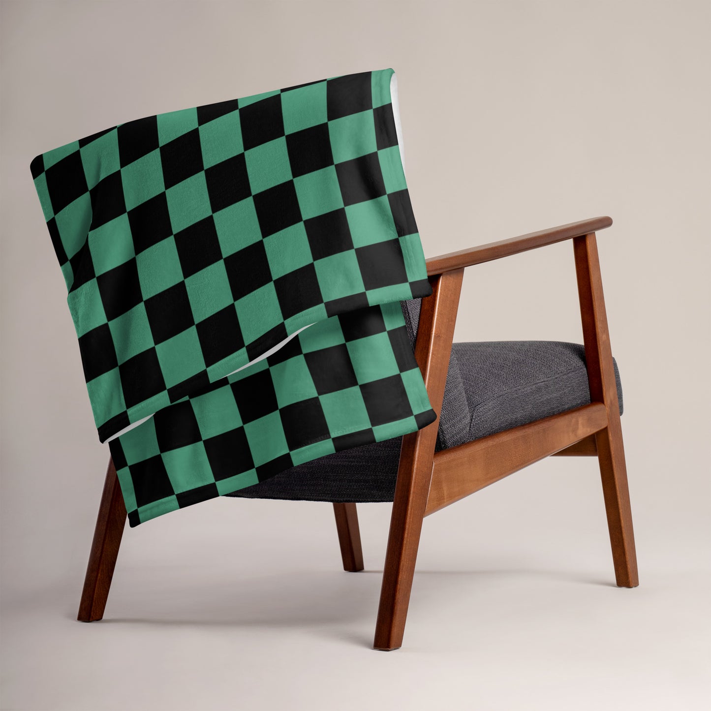 Light Green Checkerboard Throw Blanket