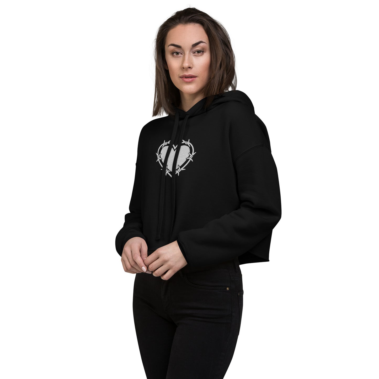 Barbed Heart Cropped Hoodie