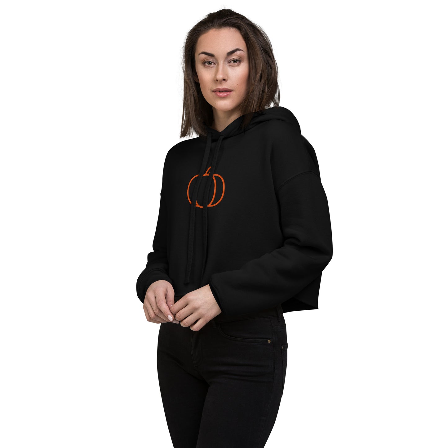 Orange Pumpkin Cropped Hoodie