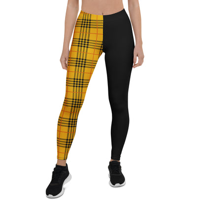 Anarchy Tartan Split Leggings – Yellow/Black