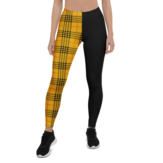 Anarchy Tartan Split Leggings – Yellow/Black