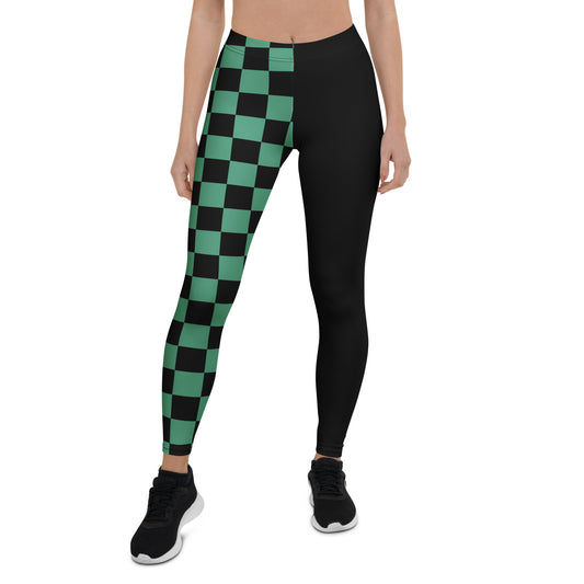 Emerald Split Leggings – Green/Black