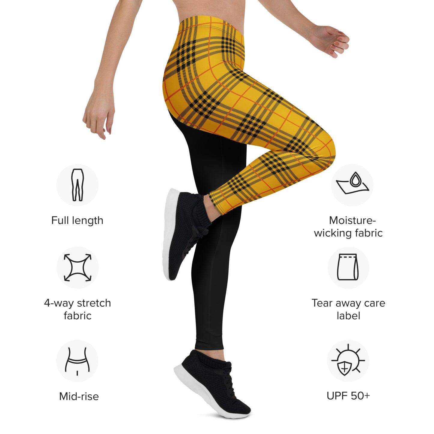 Anarchy Tartan Split Leggings – Yellow/Black
