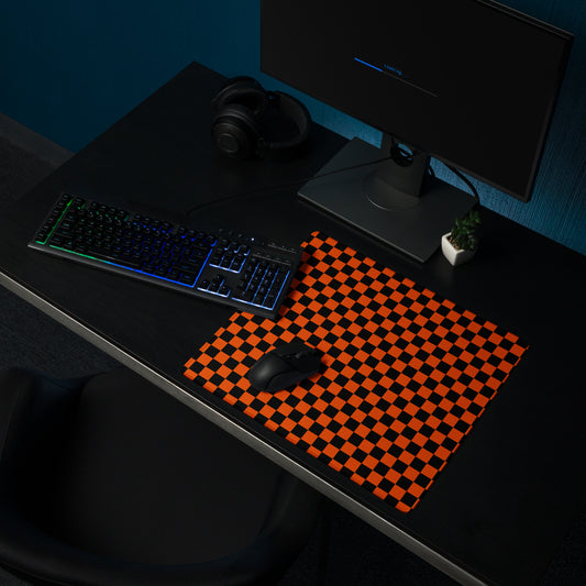 Orange Checkerboard Mouse Mat