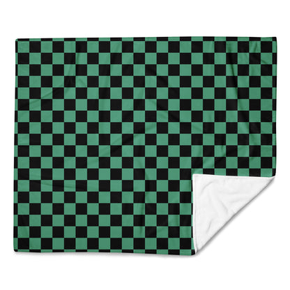 Light Green Checkerboard Throw Blanket