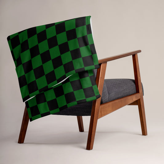Green Checkerboard Throw Blanket