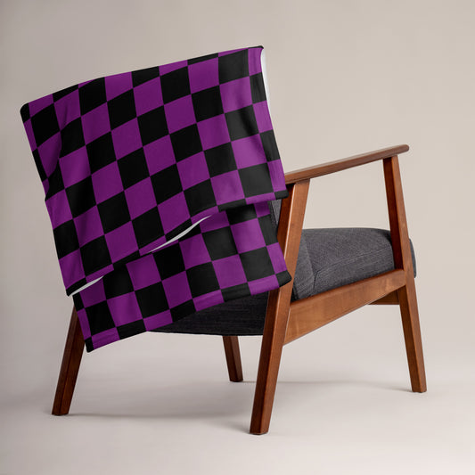 Purple Checkerboard Throw Blanket