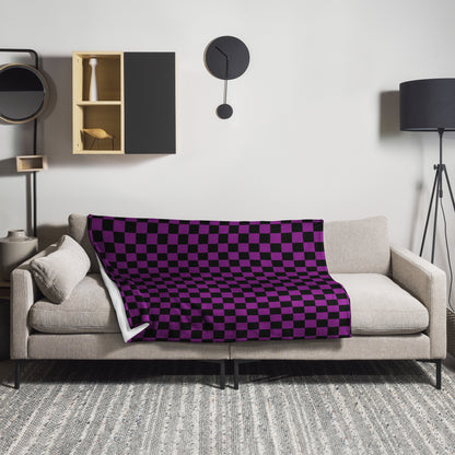 Purple Checkerboard Throw Blanket