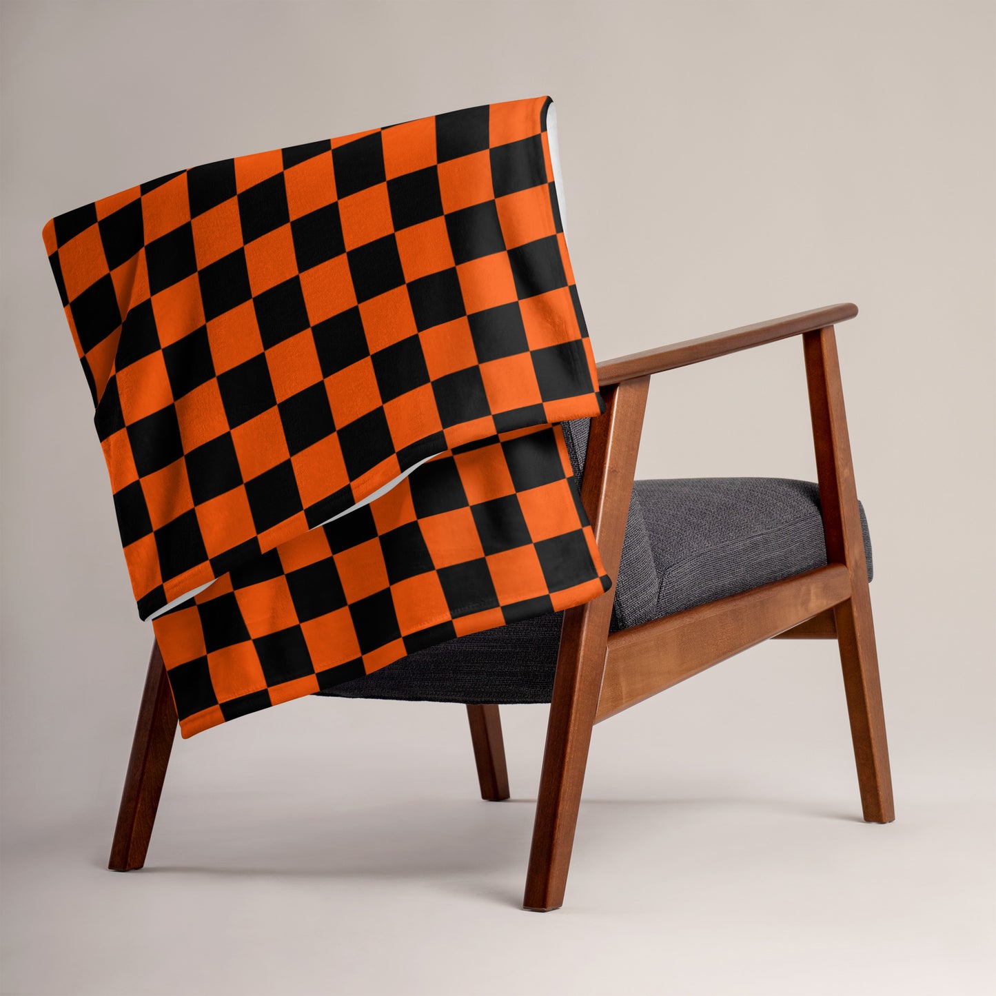 Orange Checkerboard Throw Blanket