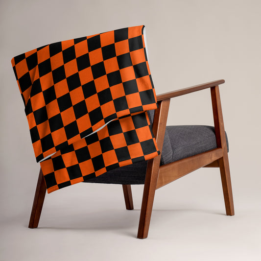 Orange Checkerboard Throw Blanket