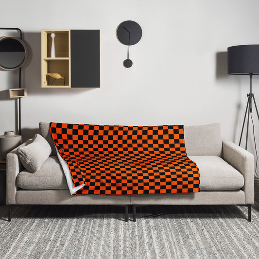 Orange Checkerboard Throw Blanket